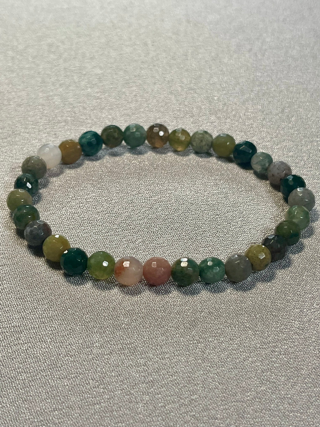 Fancy Jasper (aka Rainbow Jasper) faceted round 6mm bead stretch bracelet