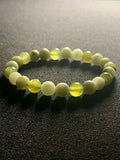 Green & White Jade smooth round 8mm bead stretch bracelet