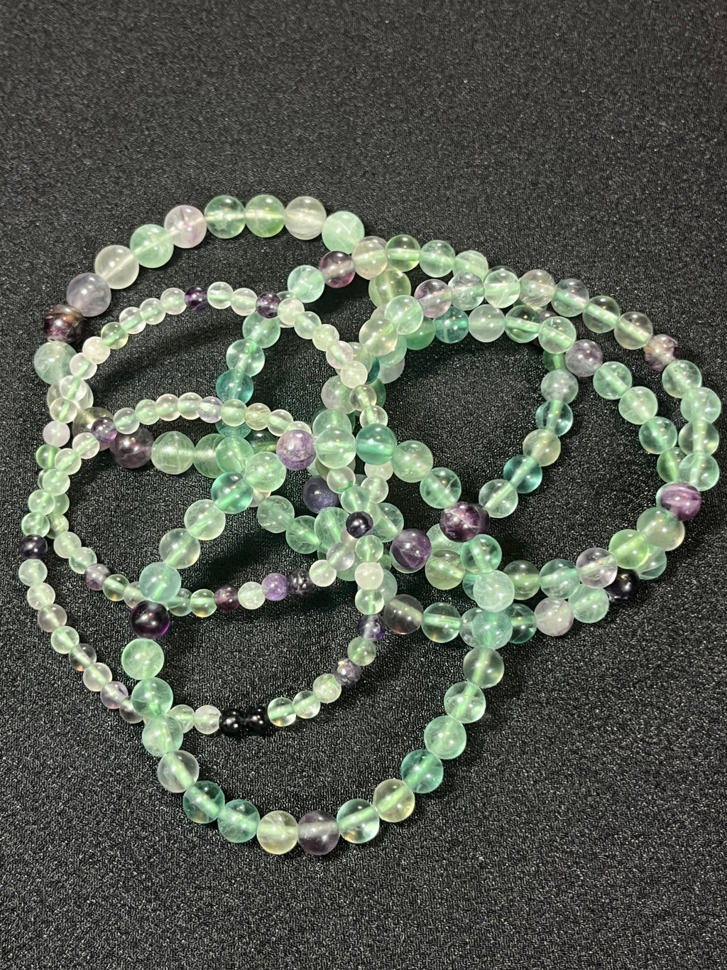 Fluorite smooth round 4mm, 6mm and 8mm bead stretch bracelet