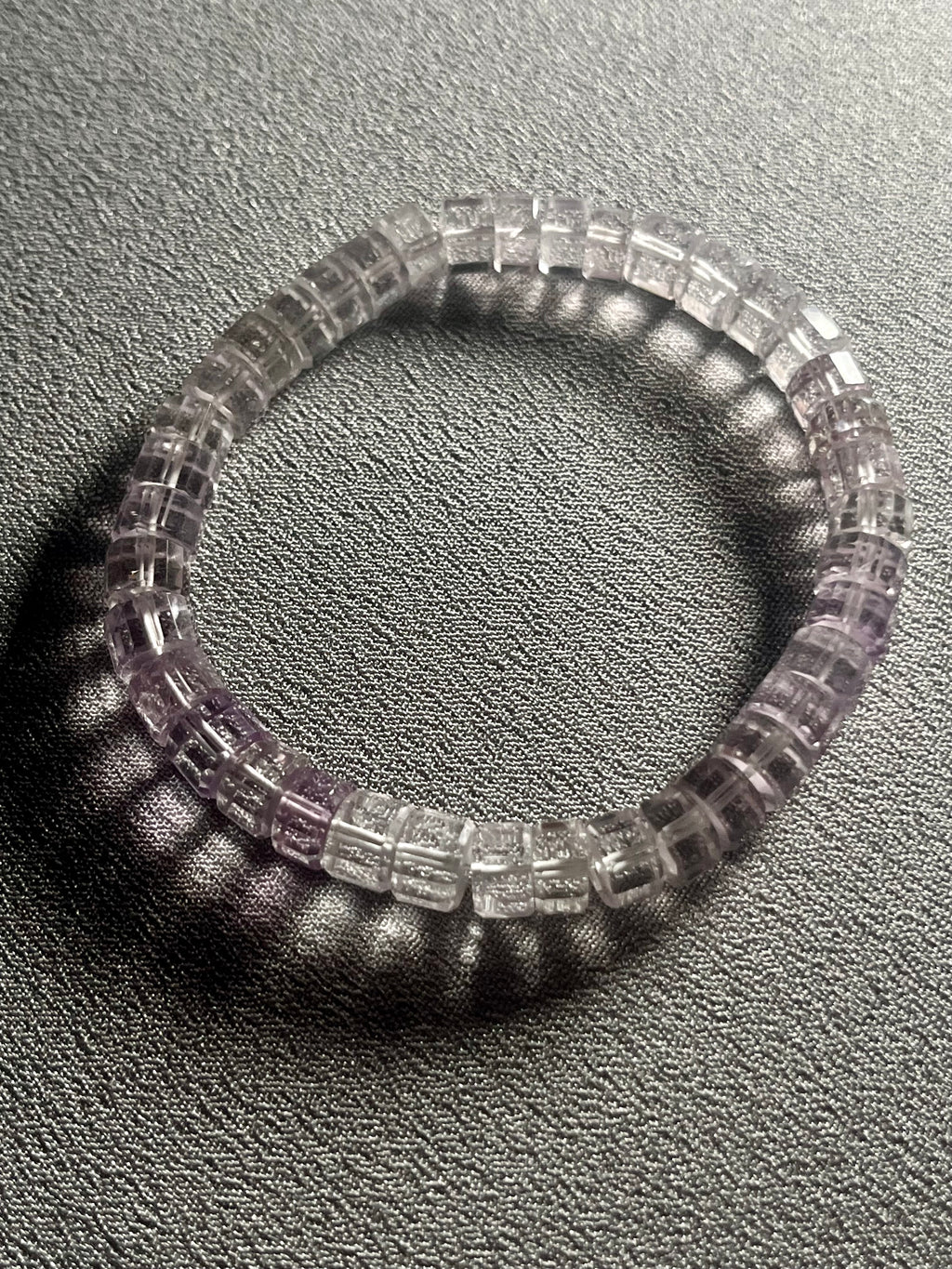 Top-quality Light Lavender Amethyst banded faceted tyre 8mm bead stretch bracelet (Collector’s grade); February birthstone