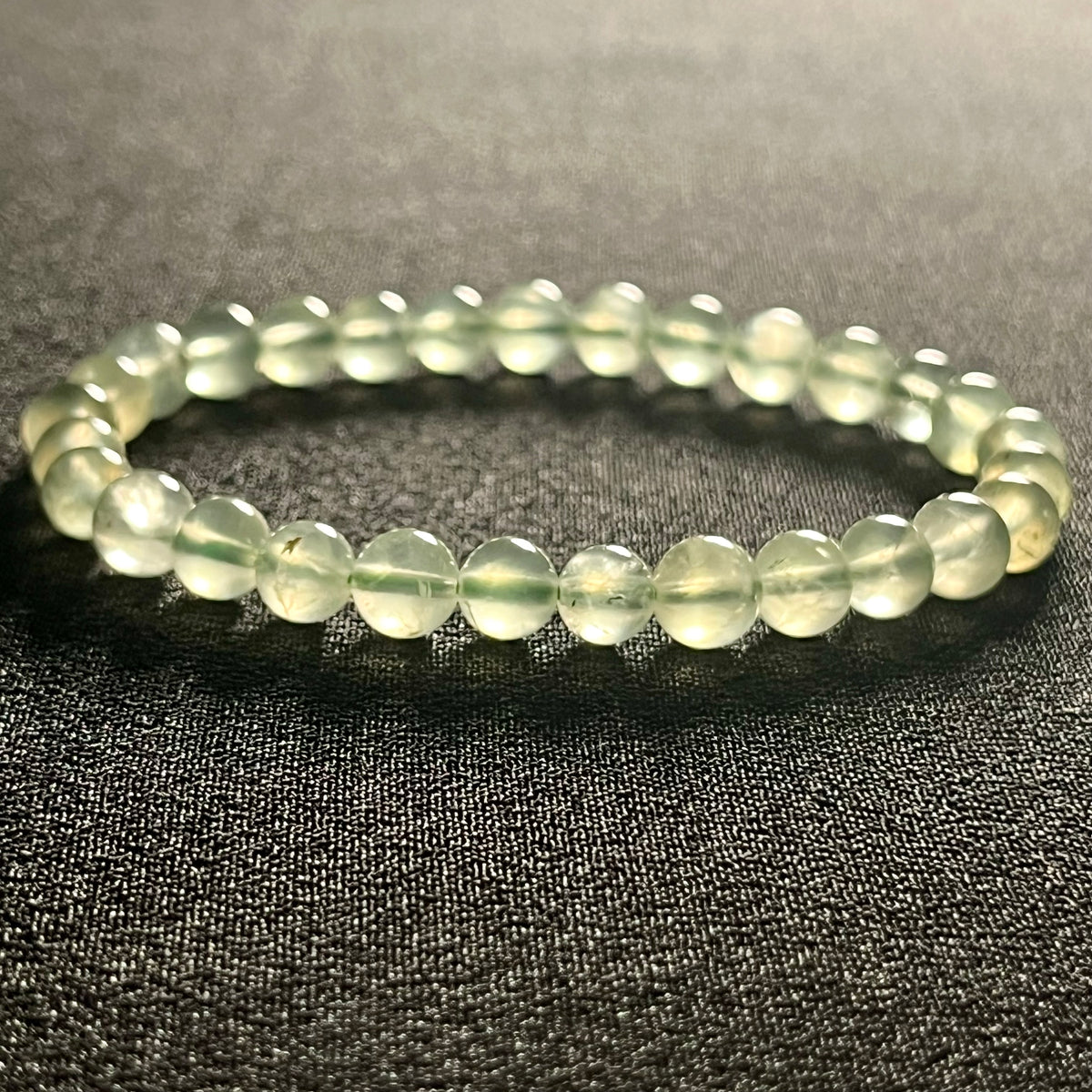 Prehnite smooth round 6mm bead stretch bracelets (AAA grade)