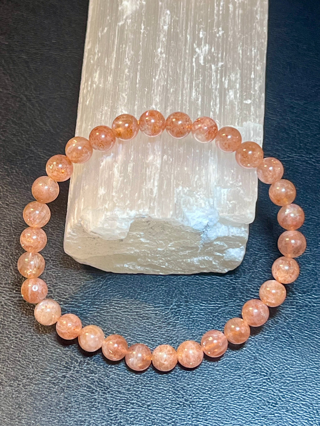 Golden Sunstone smooth round 6mm bead stretch bracelet