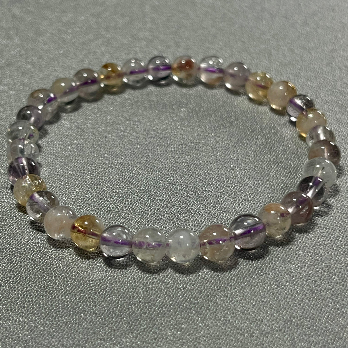 Ametrine smooth round 6mm bead stretch bracelet