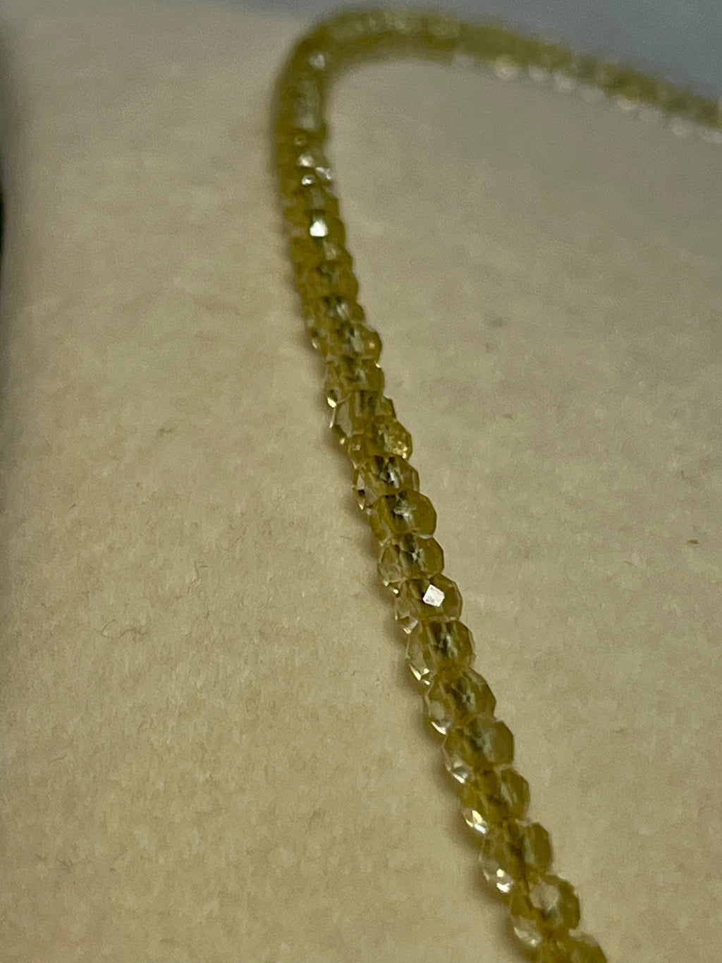 Citrine microfaceted sparkling round 3mm bead 18k gold clasp 20 1/2” adjustable necklace (premium grade); November birthstone