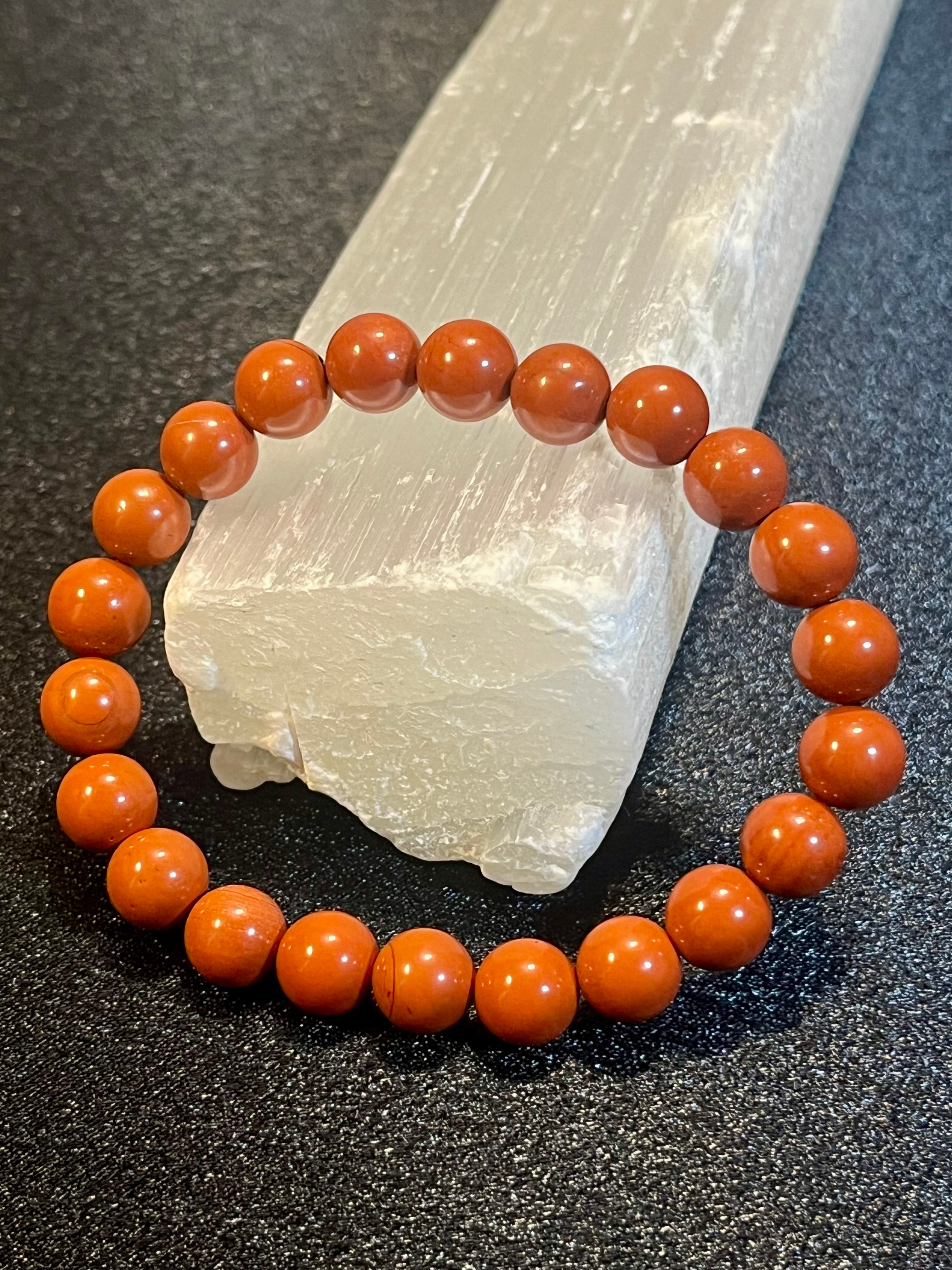 Red Jasper smooth round 4mm, 6mm, 8mm bead stretch bracelet (A grade)