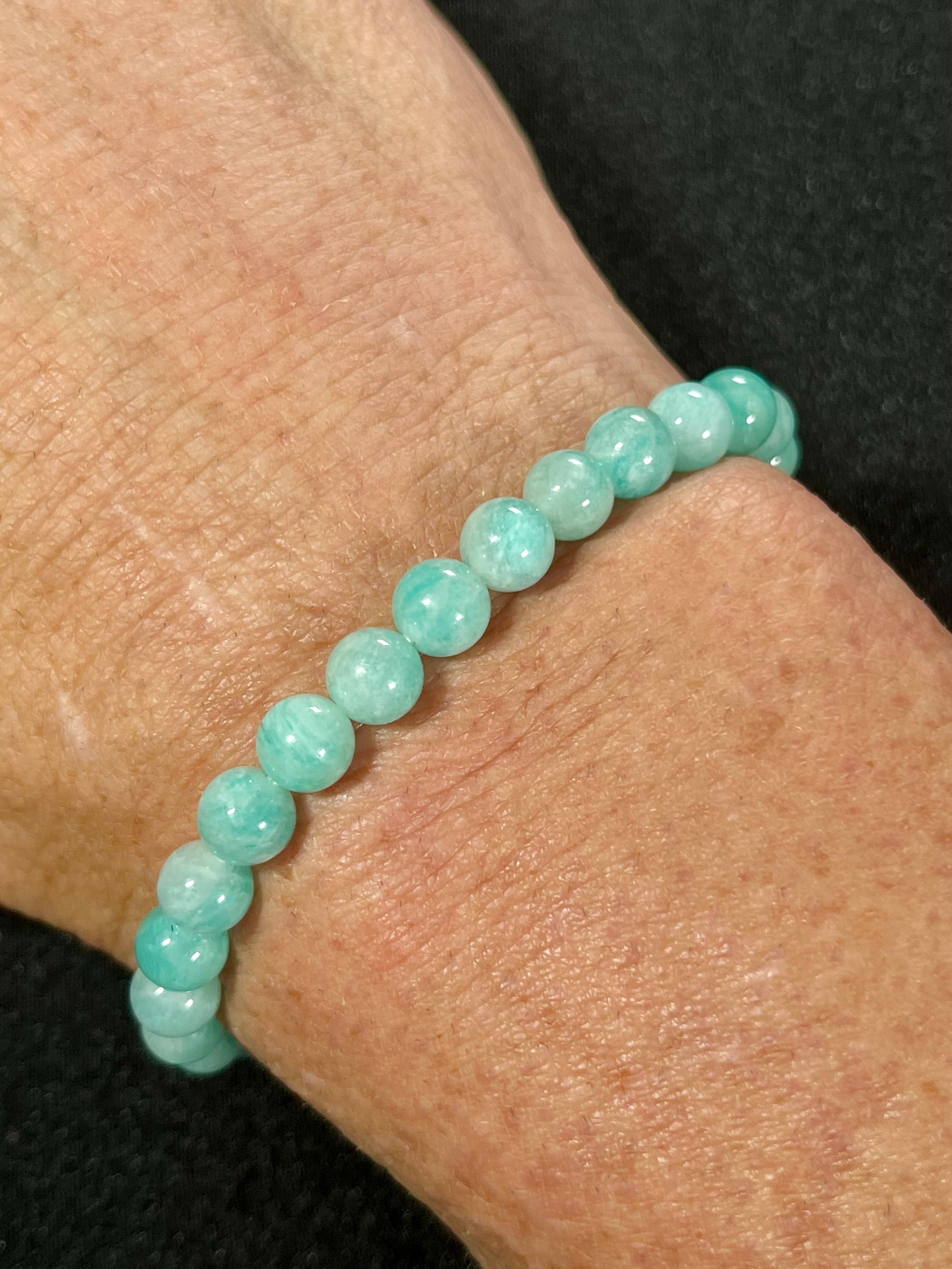 Amazonite smooth round 6mm, 8mm, 10mm bead stretch bracelet (AA grade)