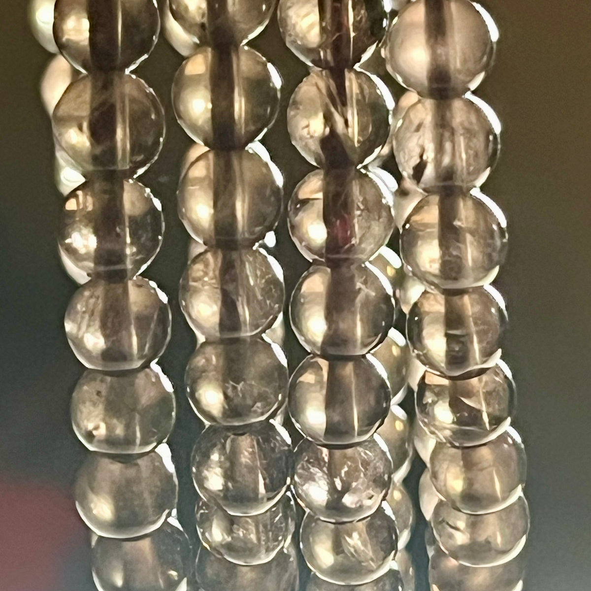 Smoky Quartz smooth round 6mm bead stretch bracelet (AA grade)