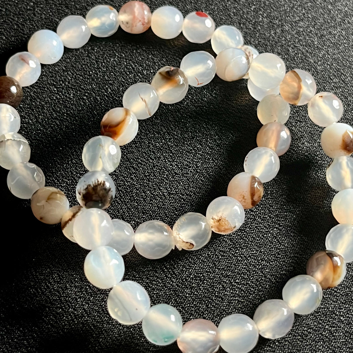 RARE Flower Agate 128 faceted round 8mm bead stretch bracelet (AAA grade)