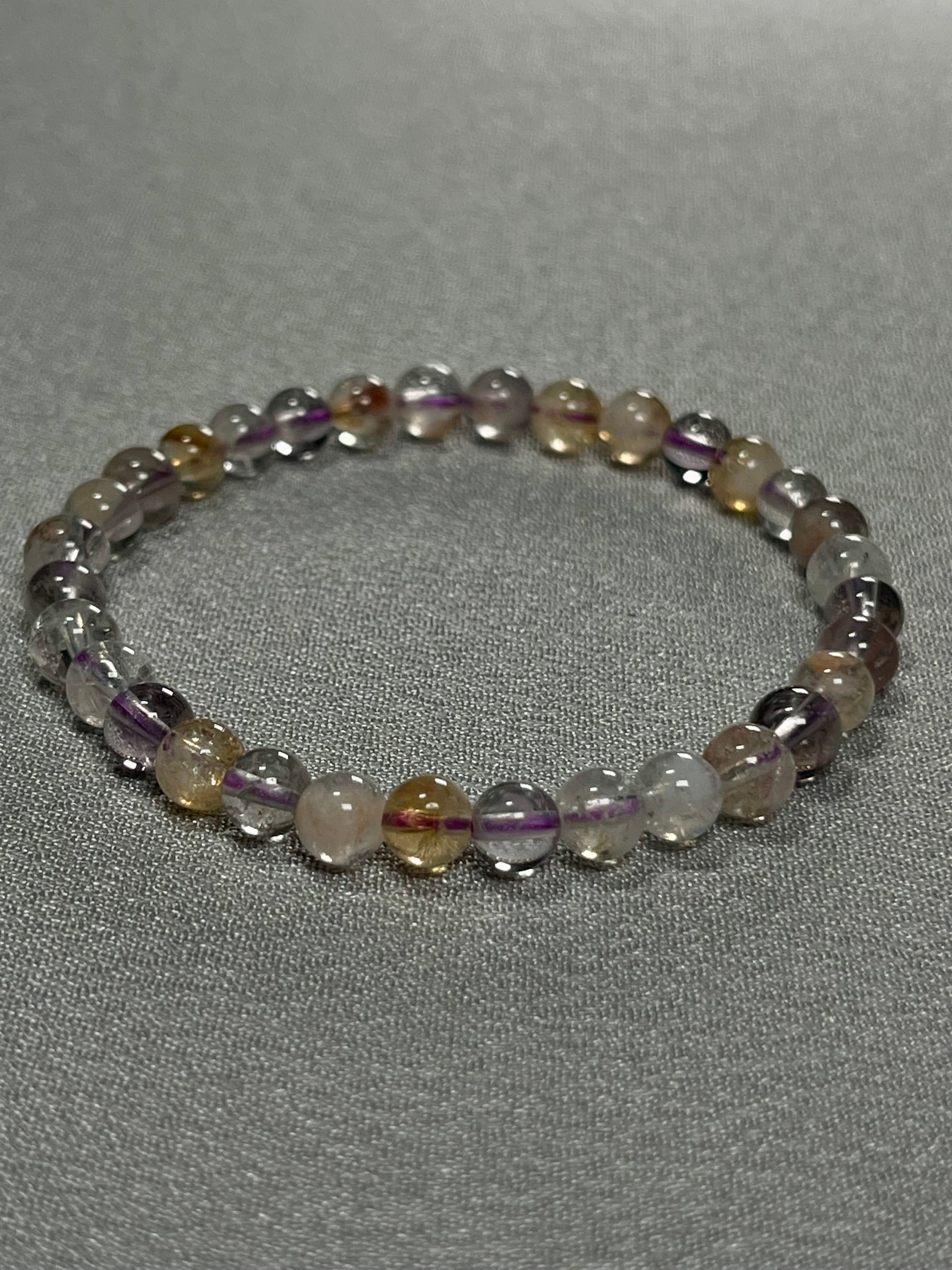 Ametrine smooth round 6mm bead stretch bracelet