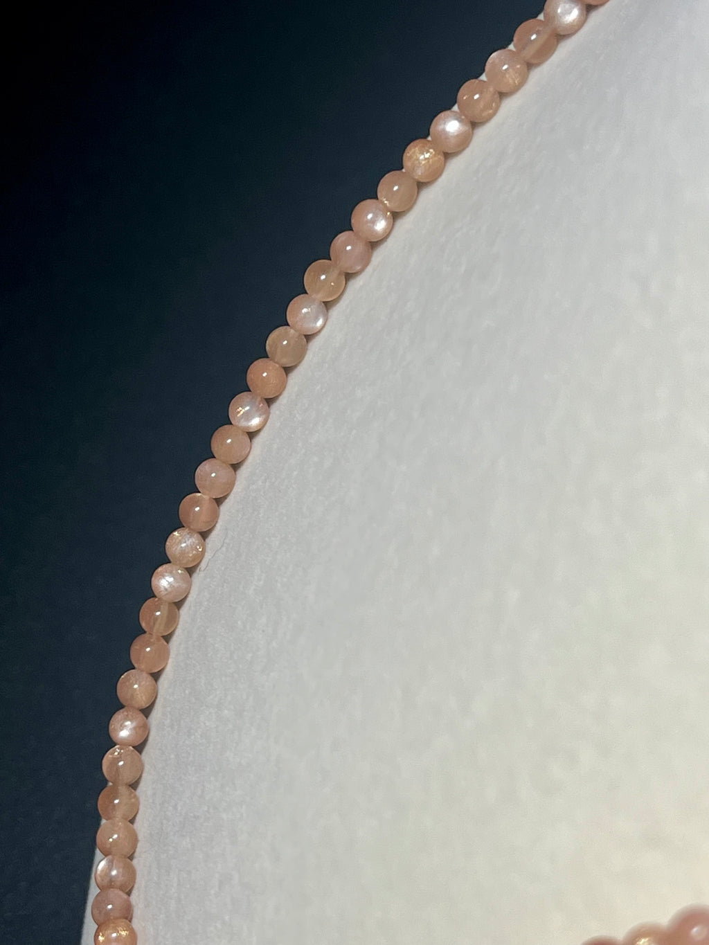 Sunstone w/ strong Moonstone-like adularescence smooth round 4mm bead silver clasp necklace (premium grade)
