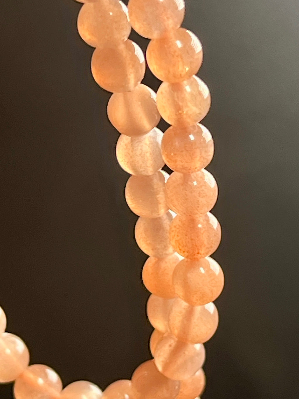 Sunstone w/ strong Moonstone-like adularescence smooth round 4mm bead silver clasp necklace (premium grade)