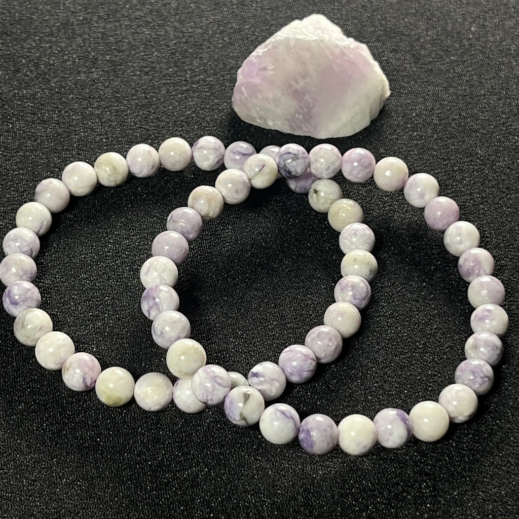 Purple Tiffany Jasper smooth round 6.5mm bead stretch bracelet