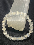 Selenite smooth round 8mm bead stretch bracelet (premium grade)