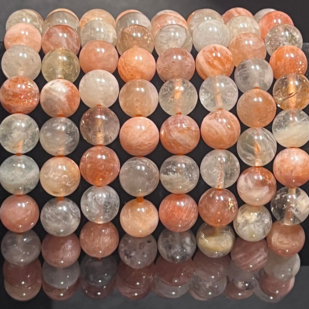 Arusha Sunstone smooth round 8mm bead stretch bracelet