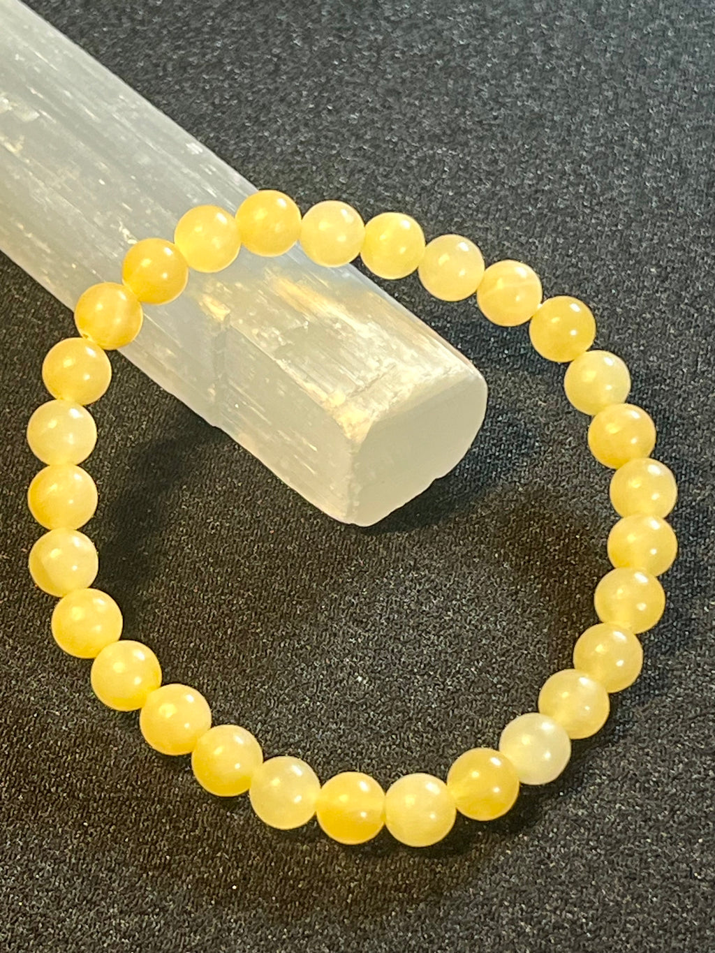 Yellow Calcite smooth round 6mm bead bracelet