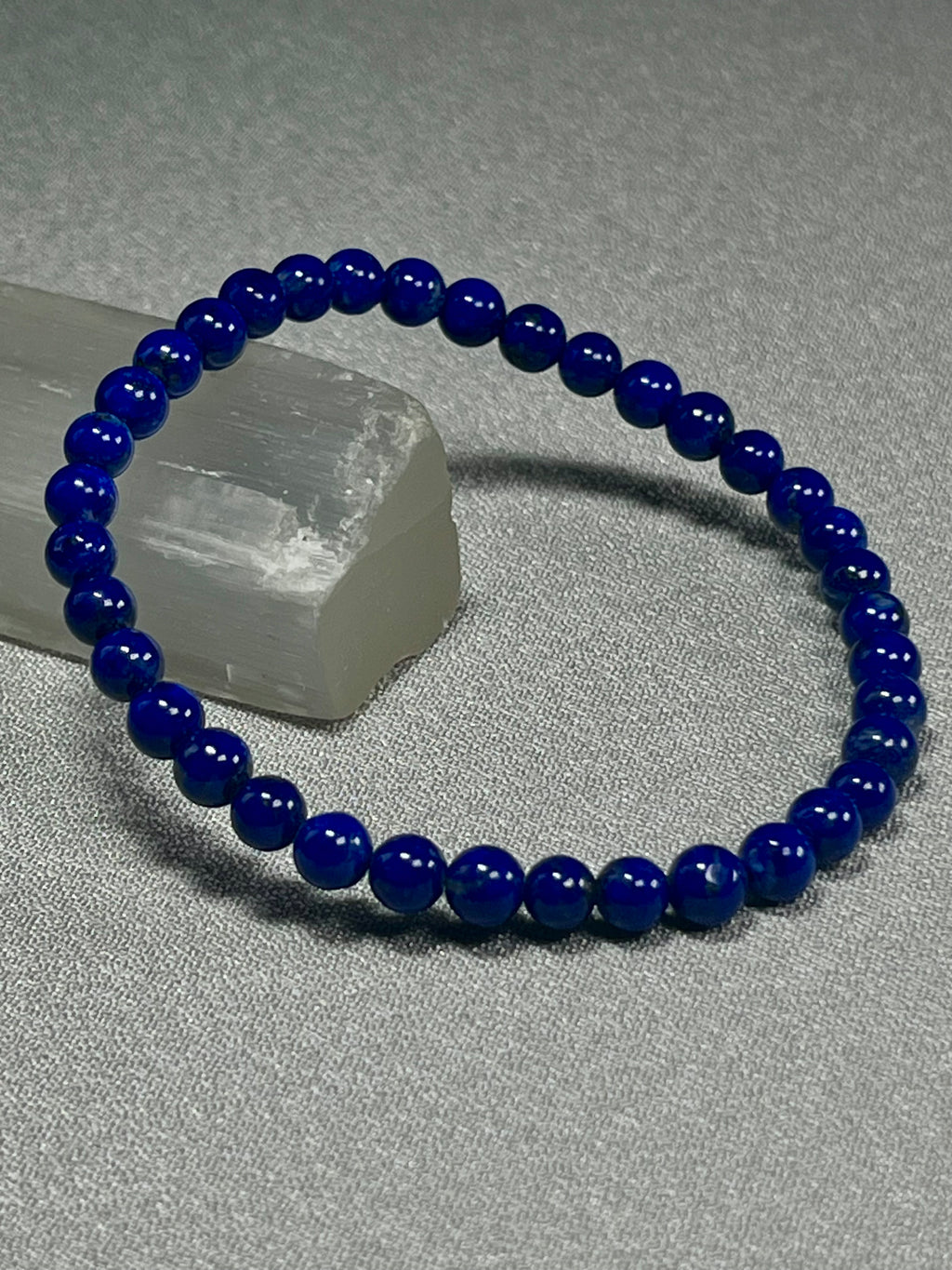Lapis Lazuli smooth round 5mm bead stretch bracelet (AA grade); alternative September birthstone
