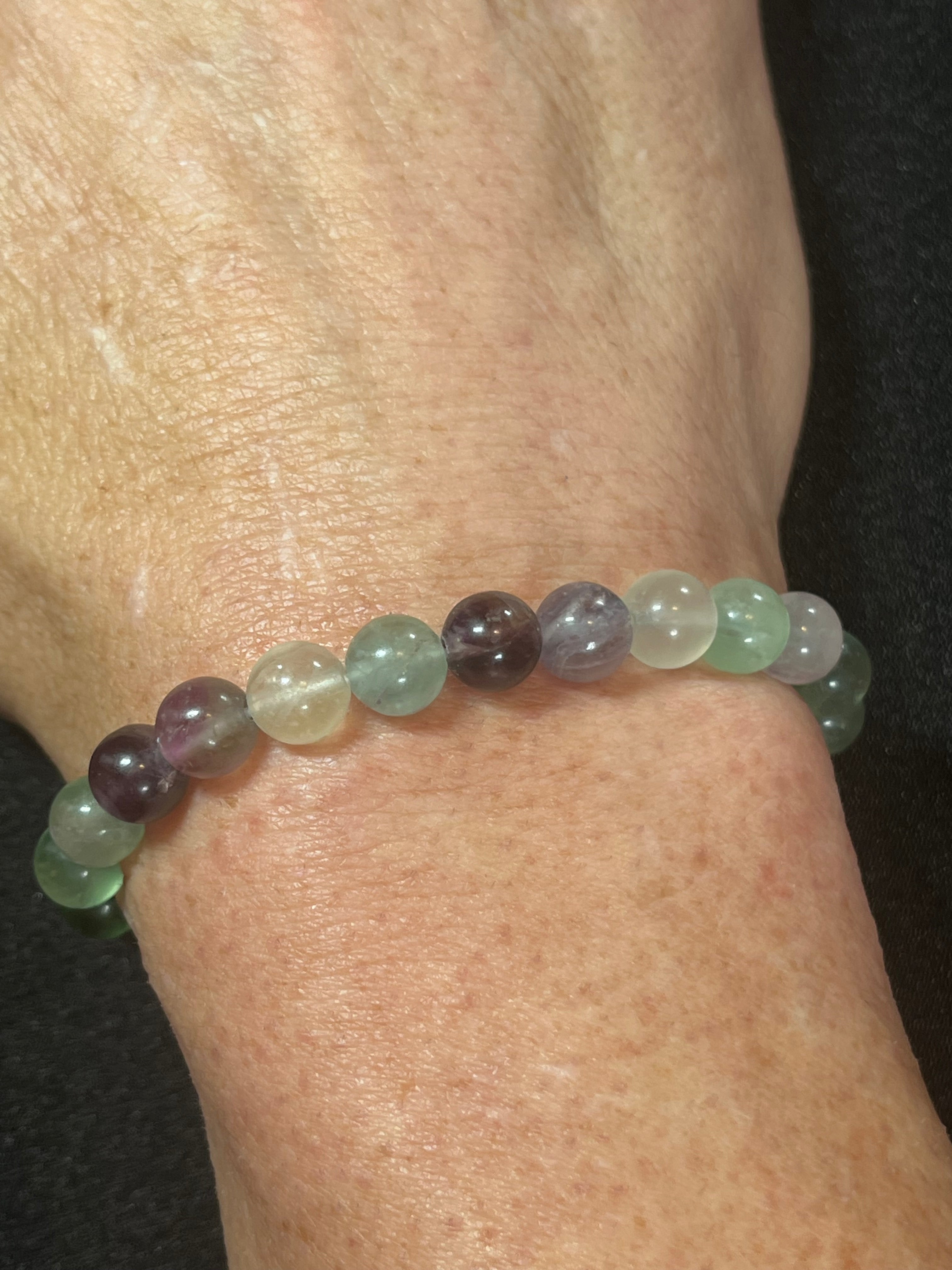 Fluorite smooth round 4mm, 6mm and 8mm bead stretch bracelet