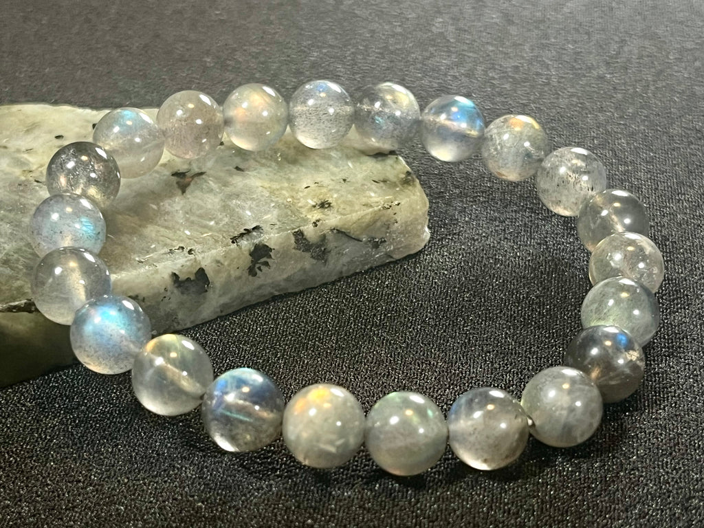 Labradorite smooth round 8mm bead stretch bracelet