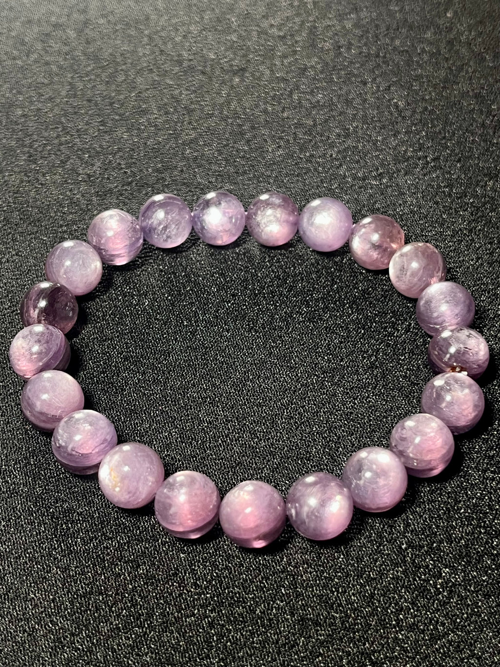 Lilac Lepidolite smooth round 9mm bead stretch bracelet