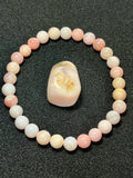 Peruvian Pink Opal smooth round 6.5mm bead stretch bracelet