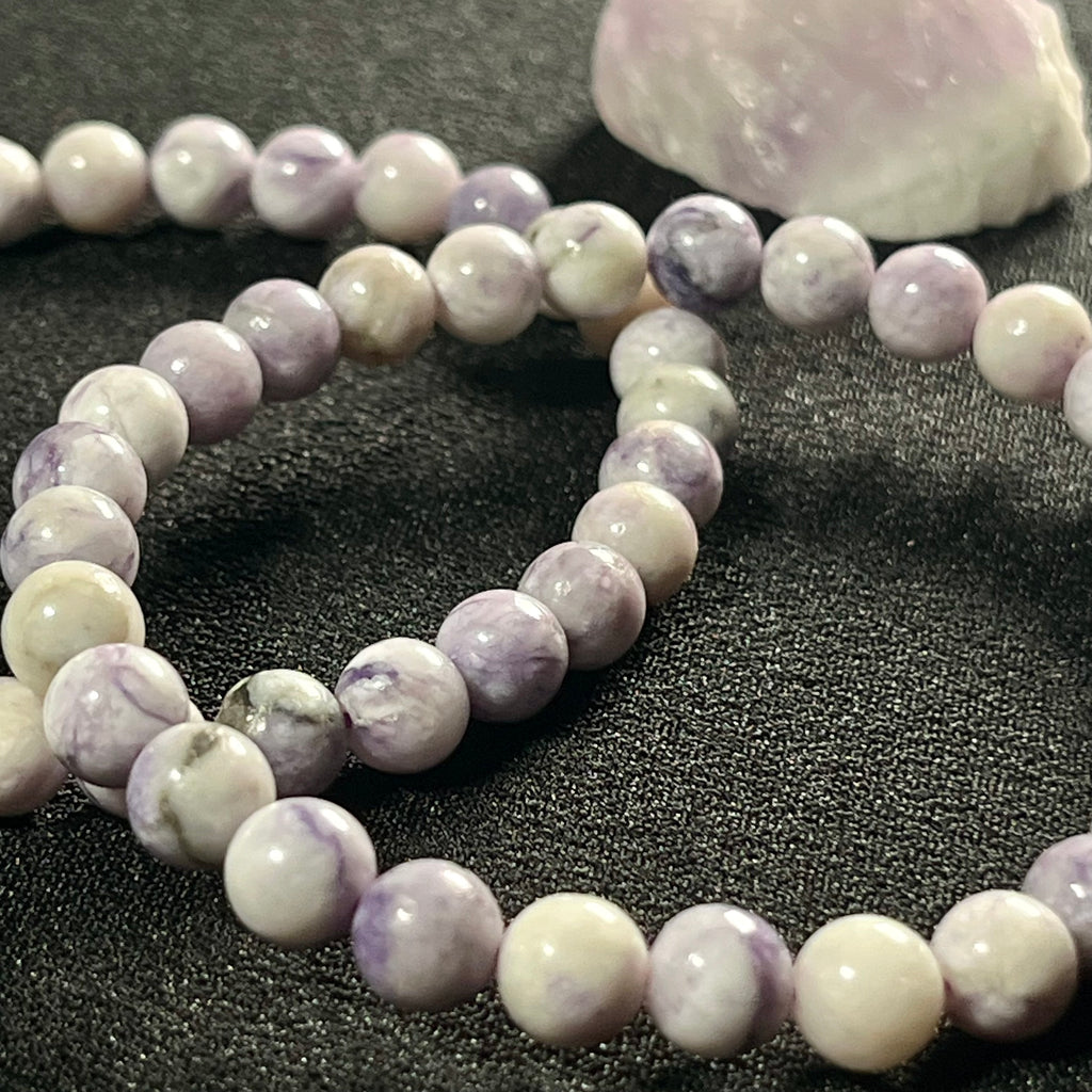 Purple Tiffany Jasper smooth round 6.5mm bead stretch bracelet