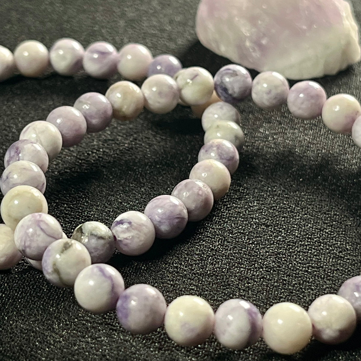 Purple Tiffany Jasper smooth round 6.5mm bead stretch bracelet