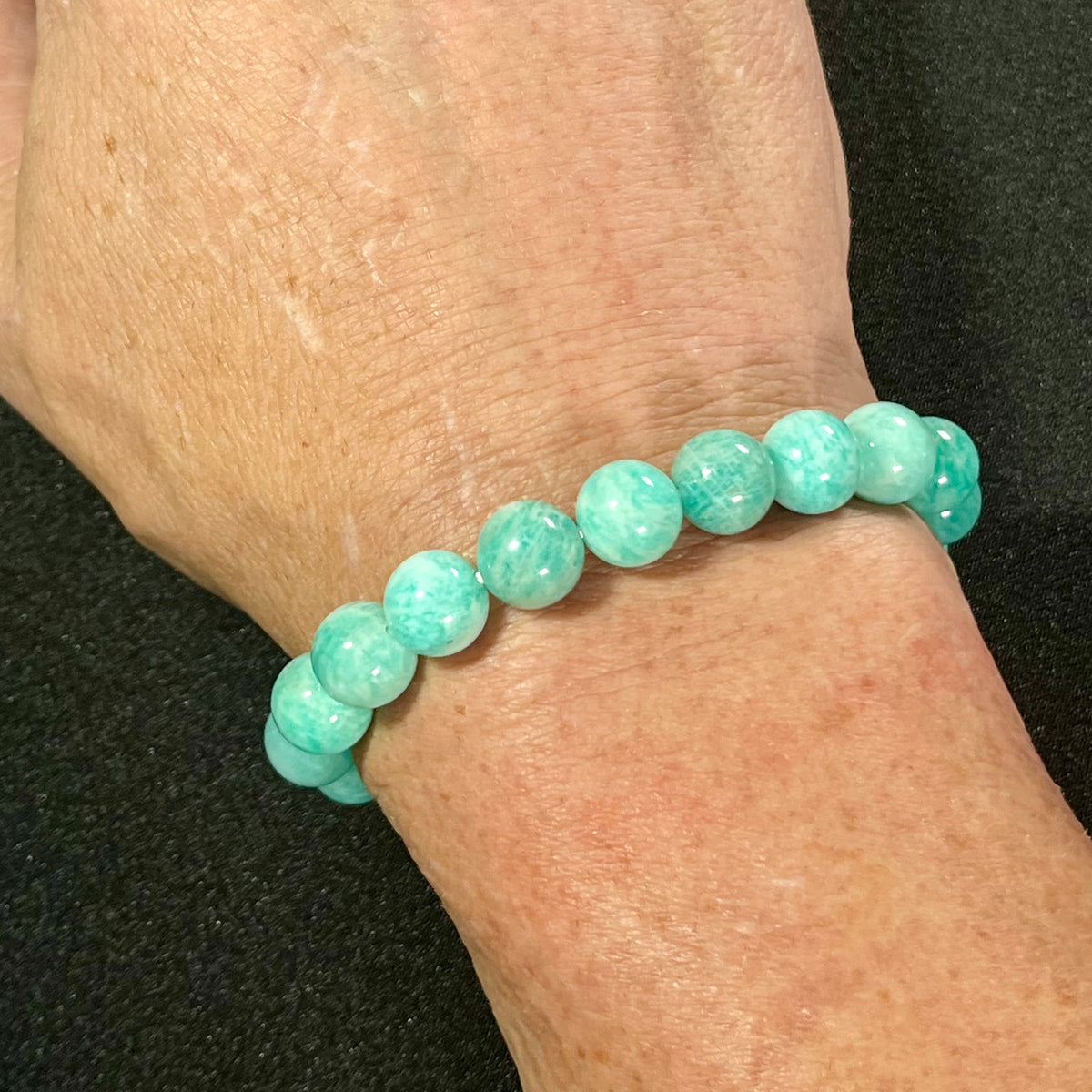 Amazonite smooth round 6mm, 8mm, 10mm bead stretch bracelet (AA grade)