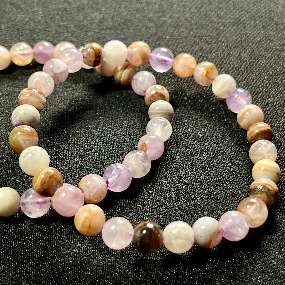 RARE Rainbow Amethyst smooth round 6mm and 8mm bead stretch bracelets