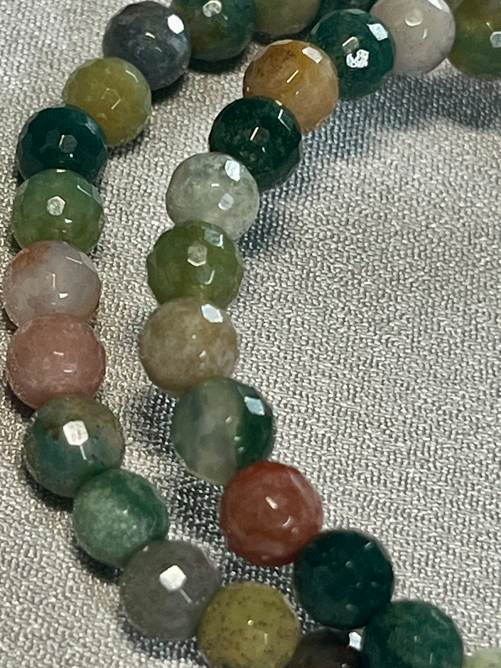 Fancy Jasper (aka Rainbow Jasper) faceted round 6mm bead stretch bracelet