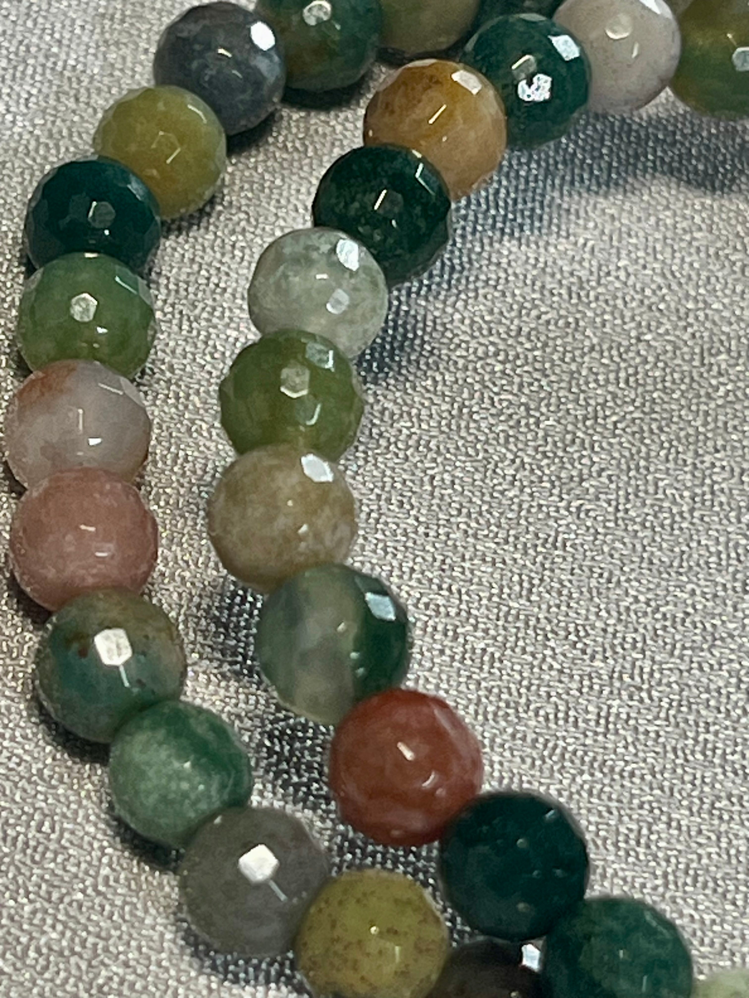 Fancy Jasper (aka Rainbow Jasper) faceted round 6mm bead stretch bracelet