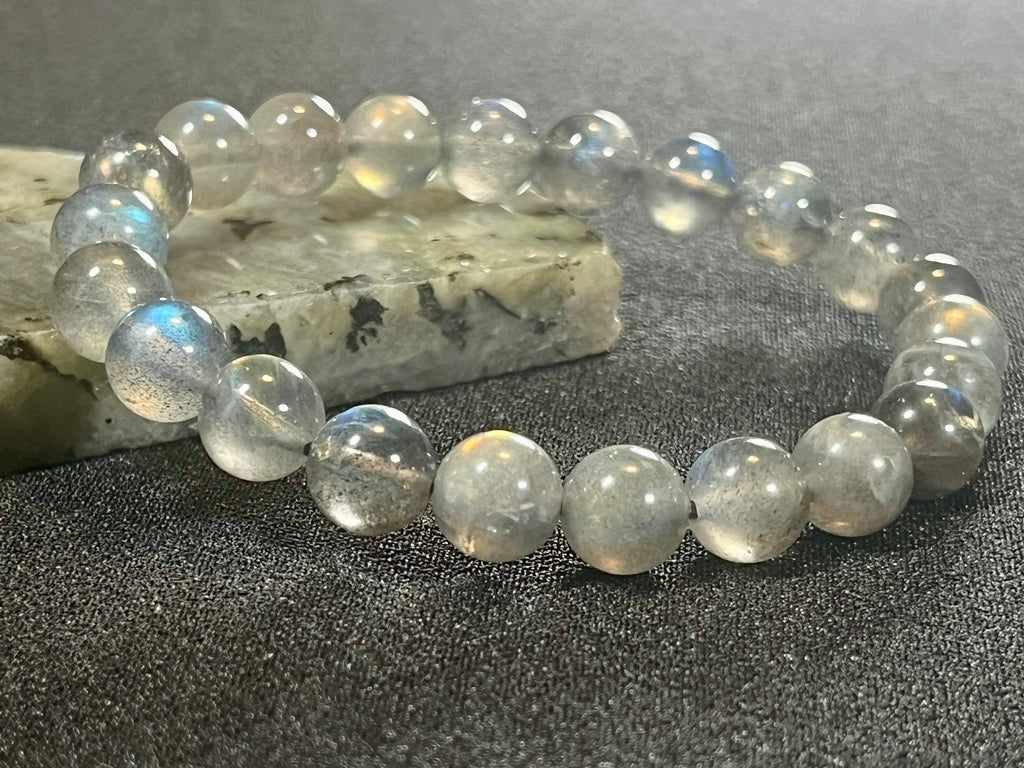 Labradorite smooth round 8mm bead stretch bracelet