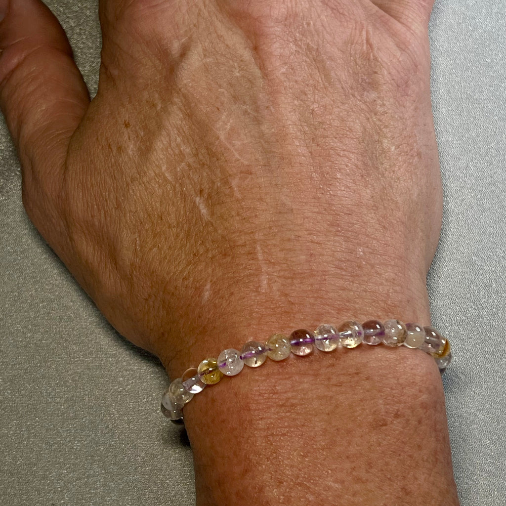 Ametrine smooth round 6mm bead stretch bracelet
