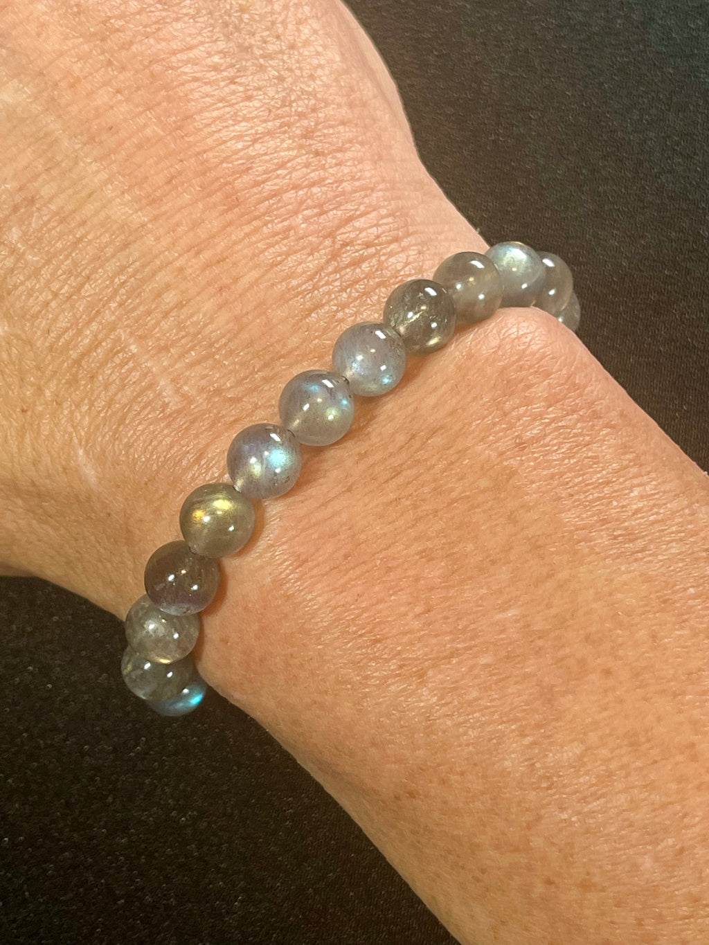 Labradorite smooth round 8mm bead stretch bracelet