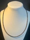 Smoky Quartz microfaceted round 3mm bead silver clasp necklace (premium grade)