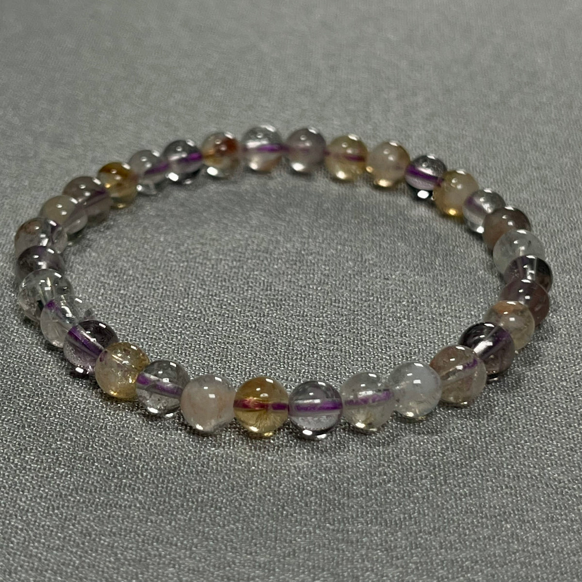 Ametrine smooth round 6mm bead stretch bracelet