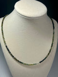 Green Tourmaline ombre-style microfaceted 3mm bead silver clasp adjustable necklace; October birthstone (Tourmaline)
