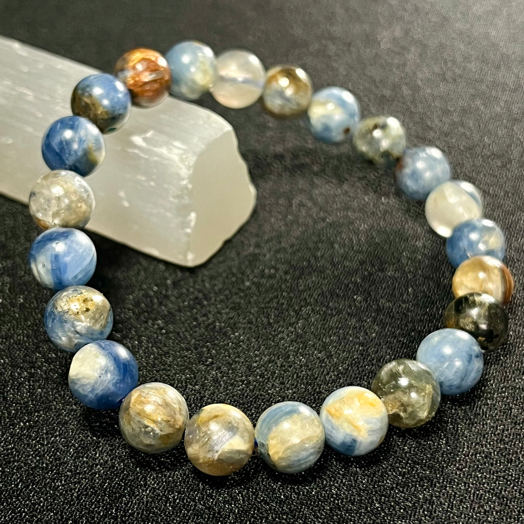 Sunset Kyanite smooth round 8mm bead stretch bracelet