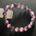 Lilac Lepidolite smooth round 9mm bead stretch bracelet
