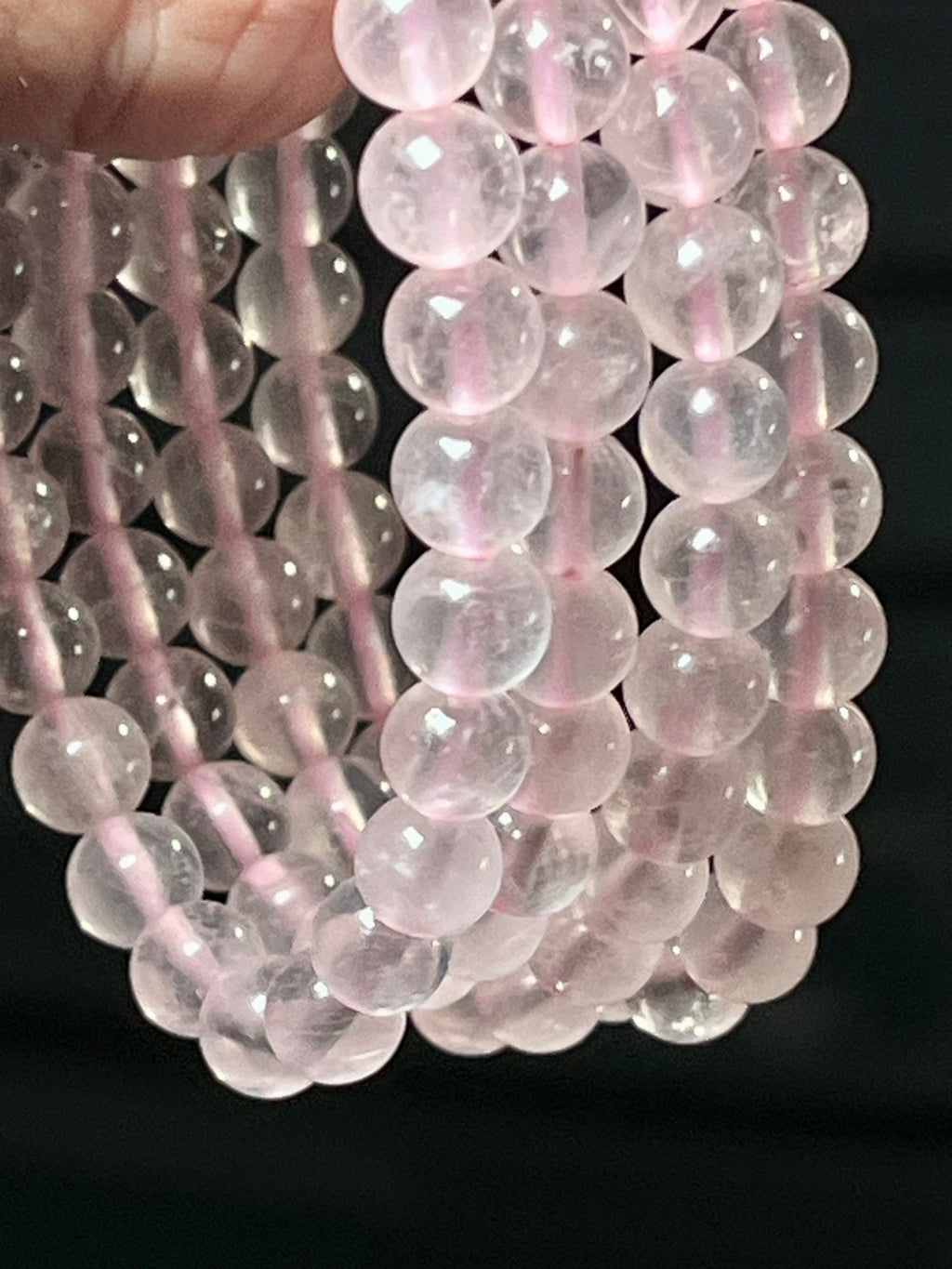 Light Pink Rose Quartz smooth round 6mm beads stretch bracelet (AAA grade); October birthstone