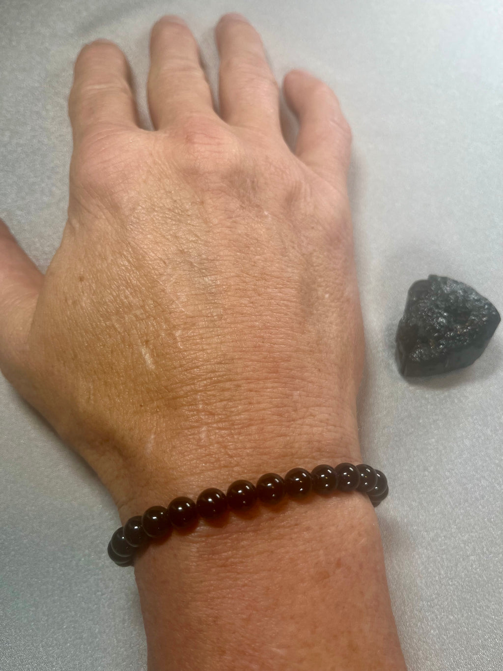 Black Tourmaline smooth round 6mm bead stretch bracelet (premium)