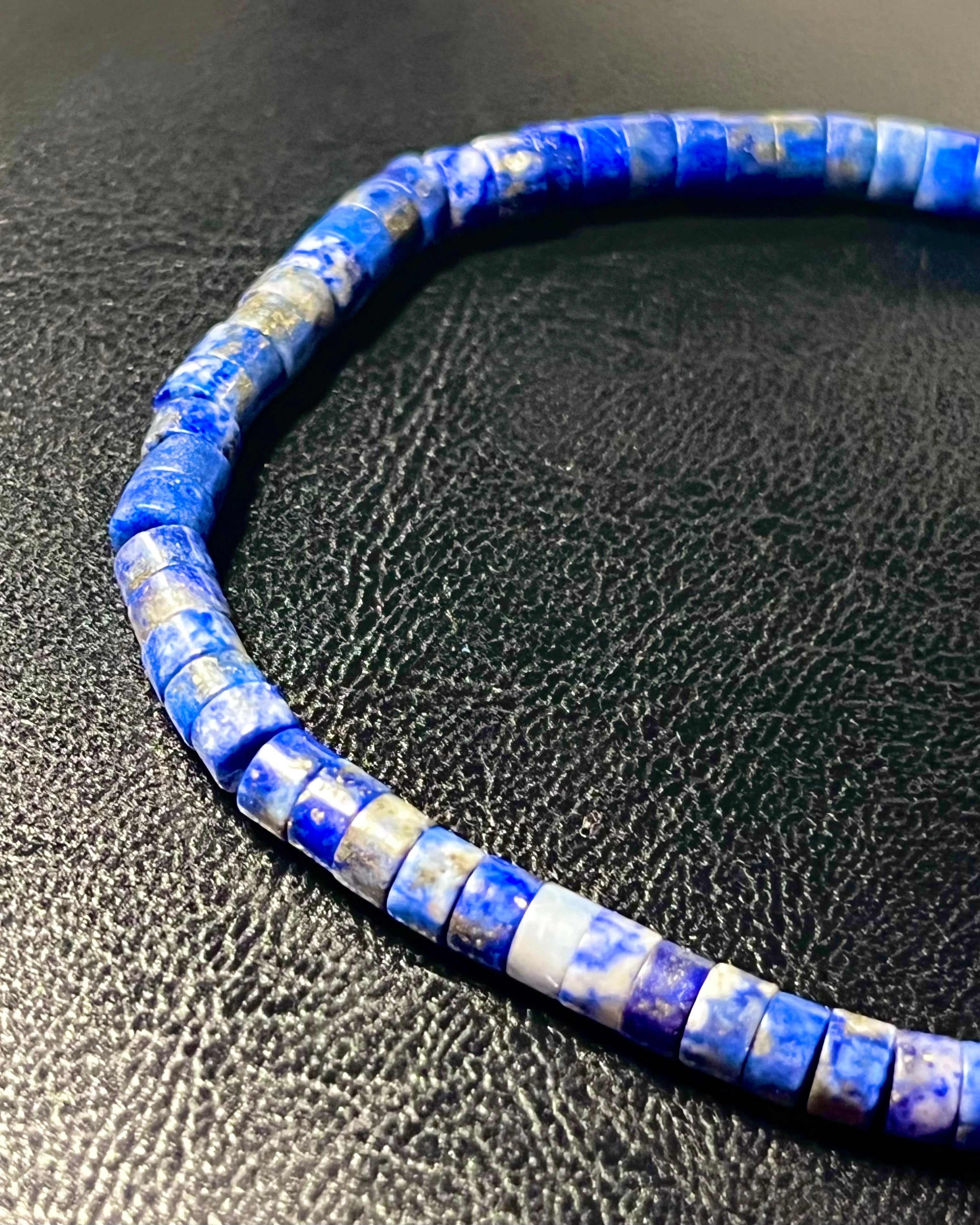 Lapis Lazuli heishi 2x4mm bead stretch bracelet