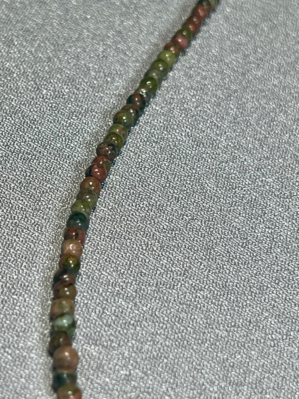 Unakite smooth round 3mm bead necklace w/ clasp