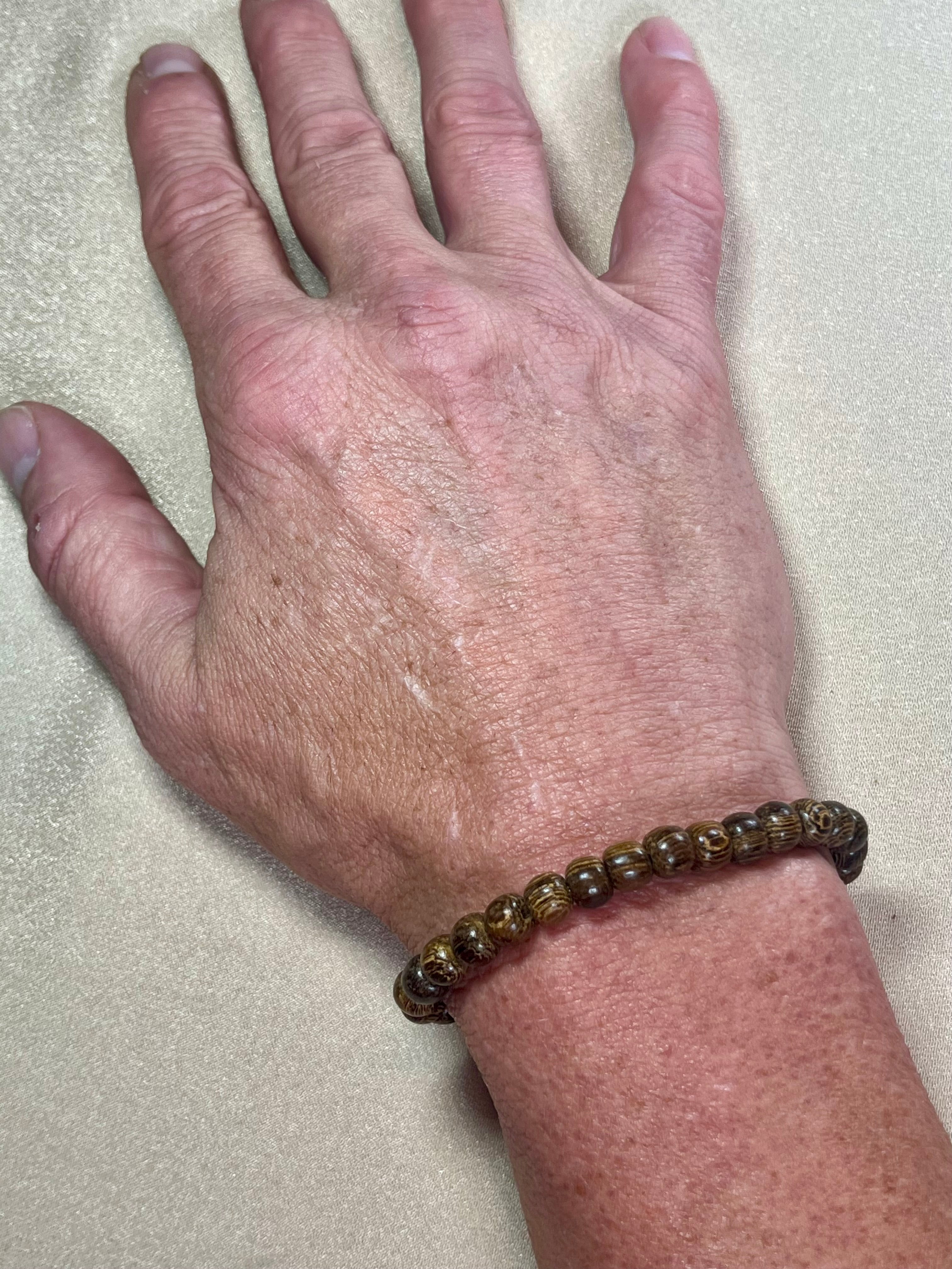 Philippines Robles Wood round 6mm bead stretch bracelet