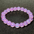 Plum Pink Opalite smooth round 10mm bead stretch bracelet (synthetic)