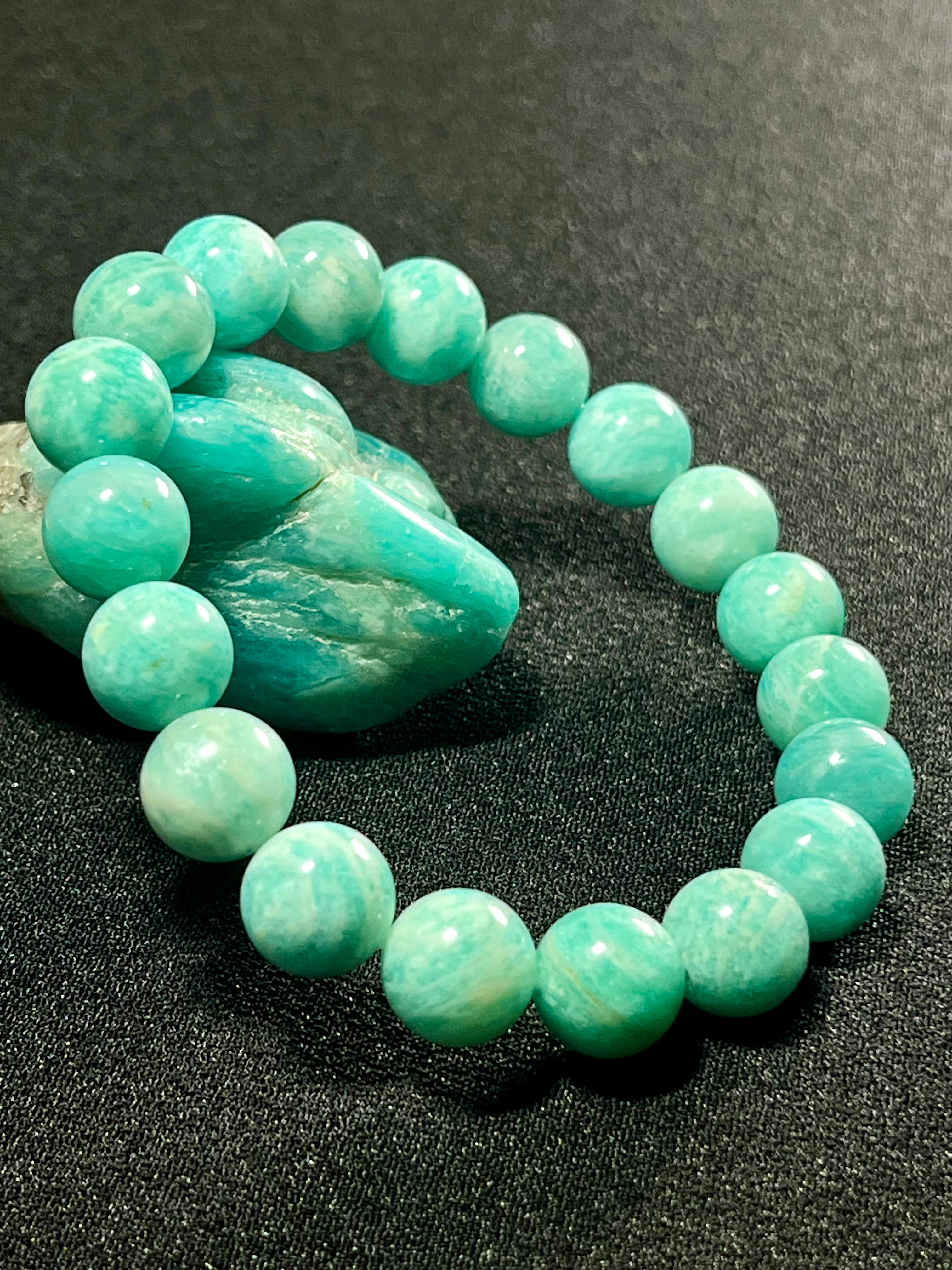 Amazonite smooth round 6mm, 8mm, 10mm bead stretch bracelet (AA grade)