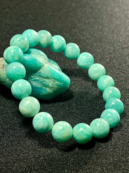 Amazonite smooth round 6mm, 8mm, 10mm bead stretch bracelet (AA grade)