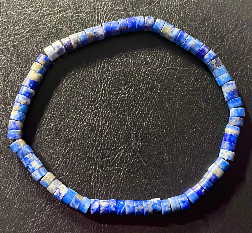 Lapis Lazuli heishi 2x4mm bead stretch bracelet