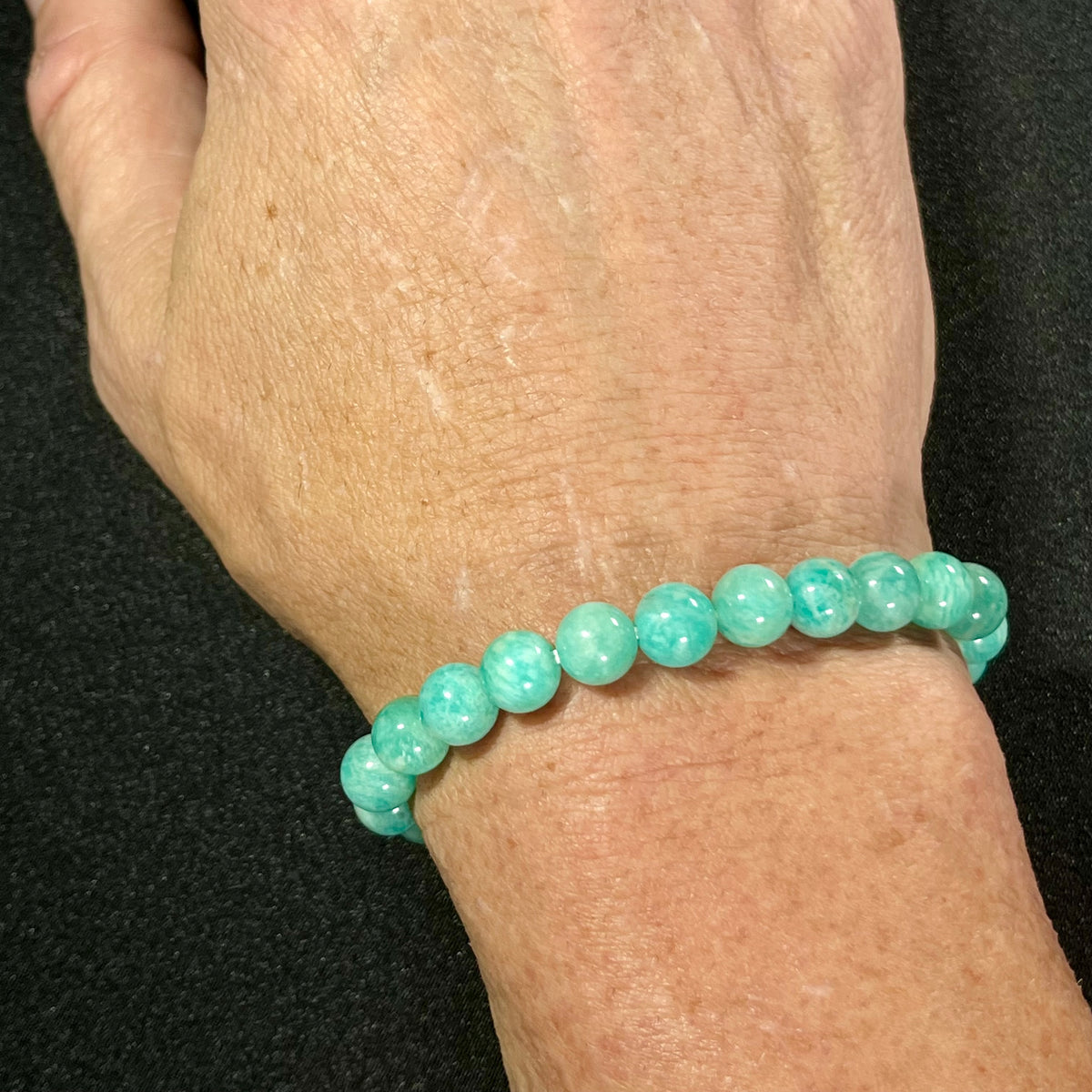 Amazonite smooth round 6mm, 8mm, 10mm bead stretch bracelet (AA grade)