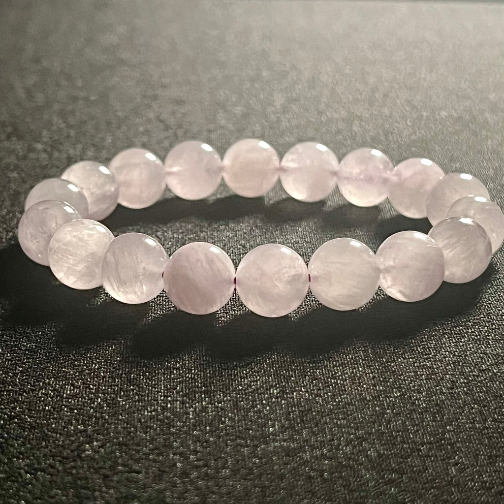Lavender Amethyst smooth round 10mm bead single stretch bracelet; February birthstone