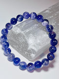 Chevron Amethyst smooth round 8mm bead stretch bracelet; February birthstone